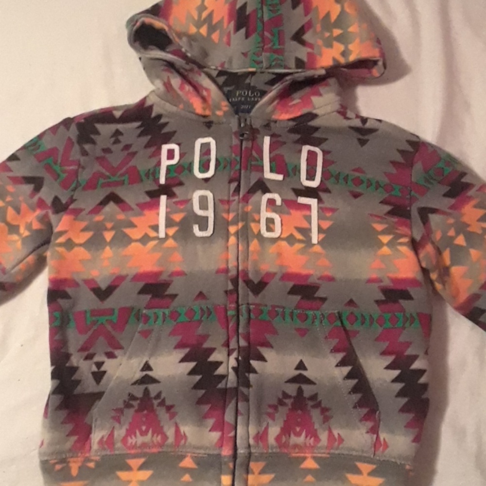 Aztec pattern polo hoodie
